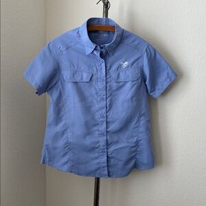 Boys Scouts Women's sz M short sleeve uniform shirt light blue EUC